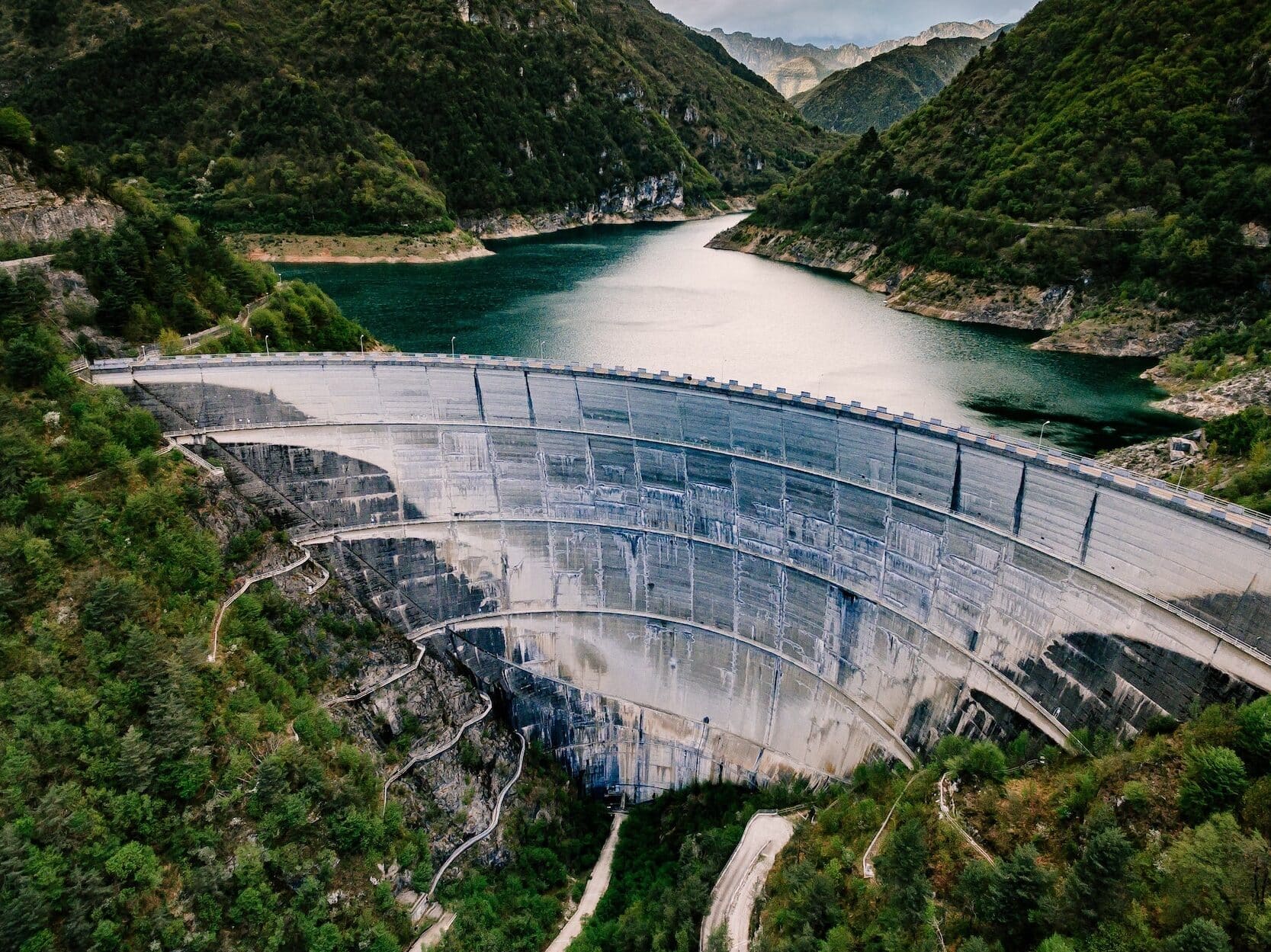 Valvestino Dam in Italy. Hydroelectric power plant.